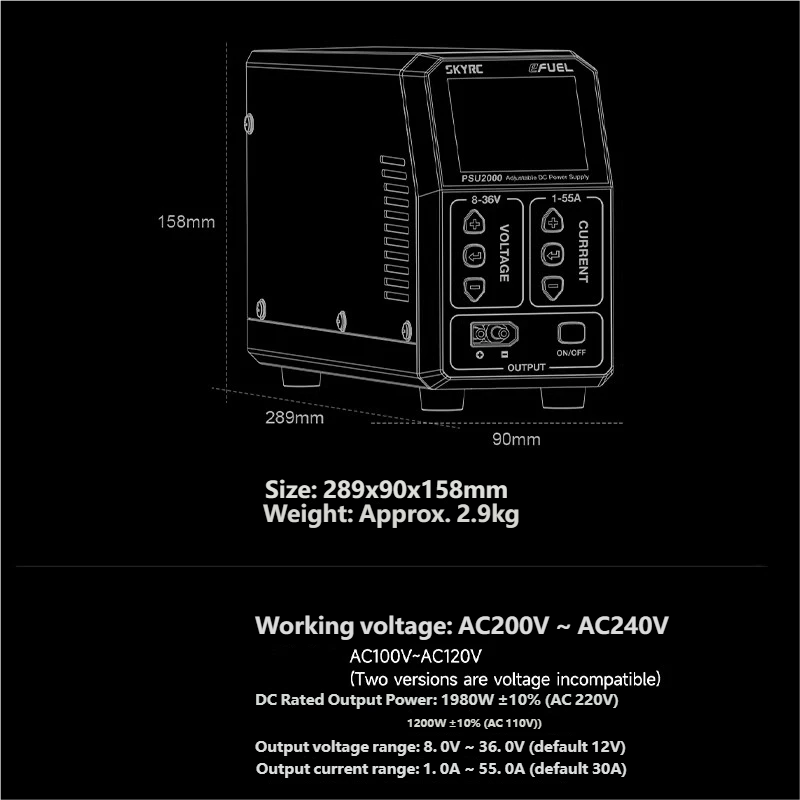 SKYRC PSU2000 1980W Adjustable - đánh giá và giá Drone Rc