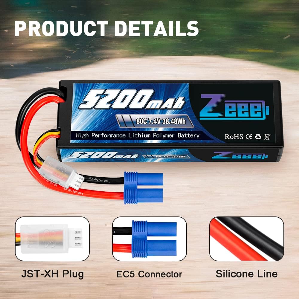 2pcs Zeee 2S 5200mAh Lipo Batt - đánh giá và giá Drone Rc Land