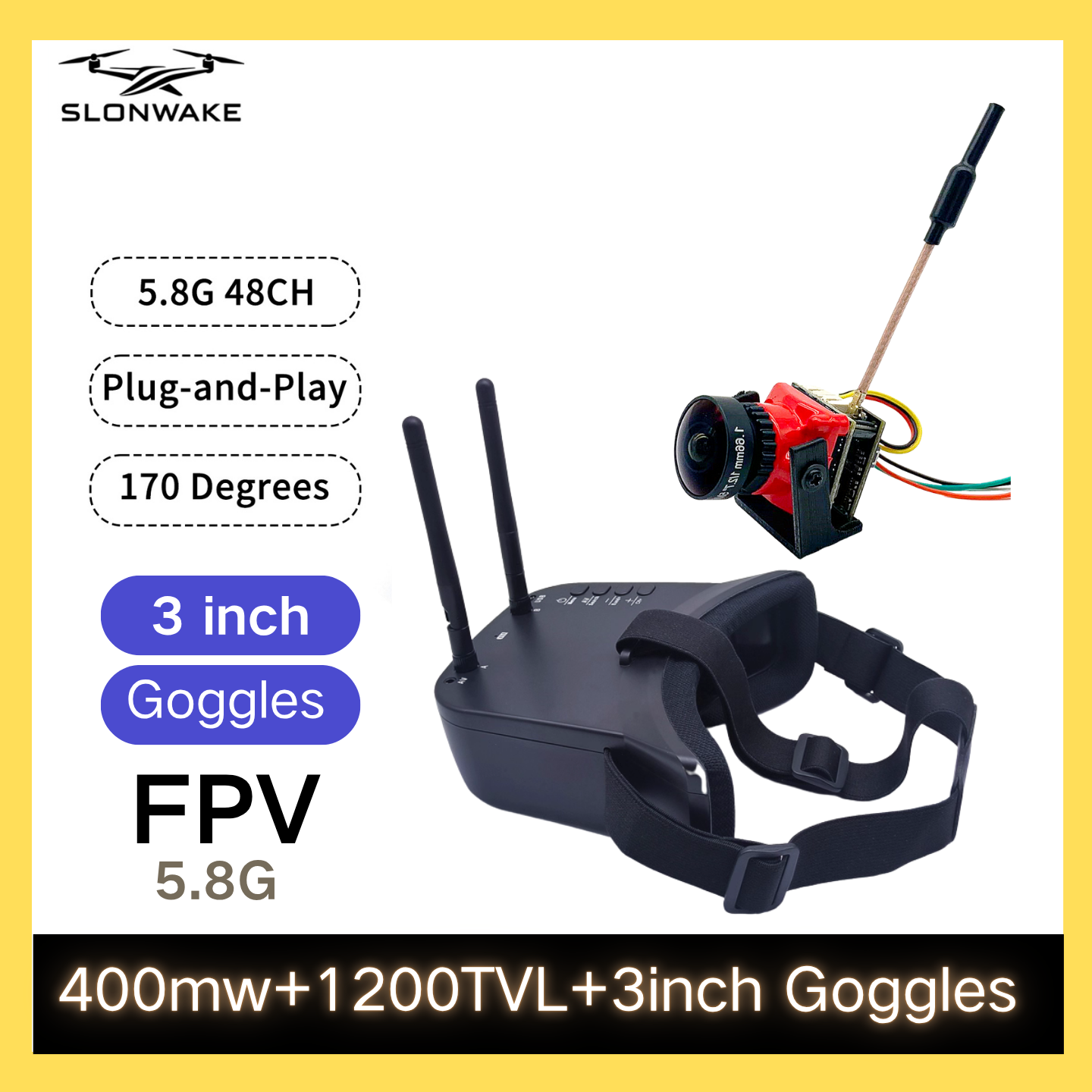 SLONWAKE 5.8G 48CH FPV 400mw V - đánh giá và giá Drone Rc Camera